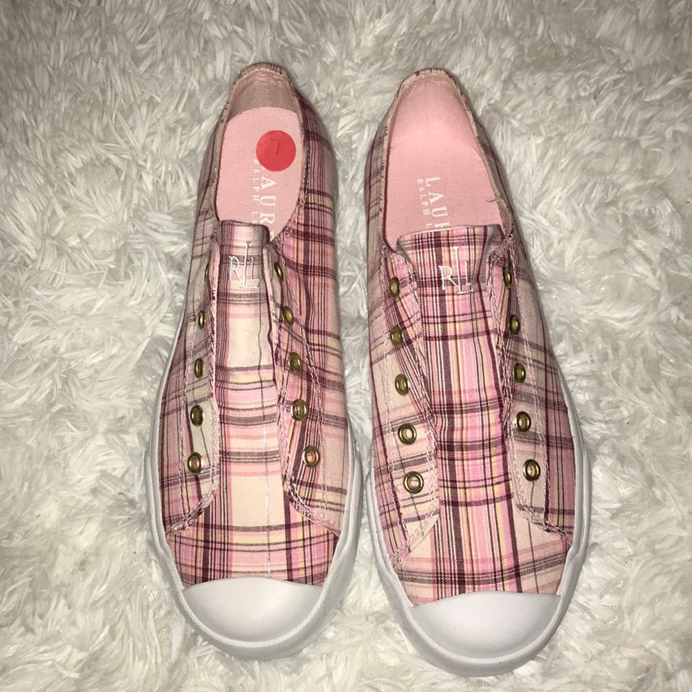 Ralph Lauren Pink Plaid Slip-On Flats